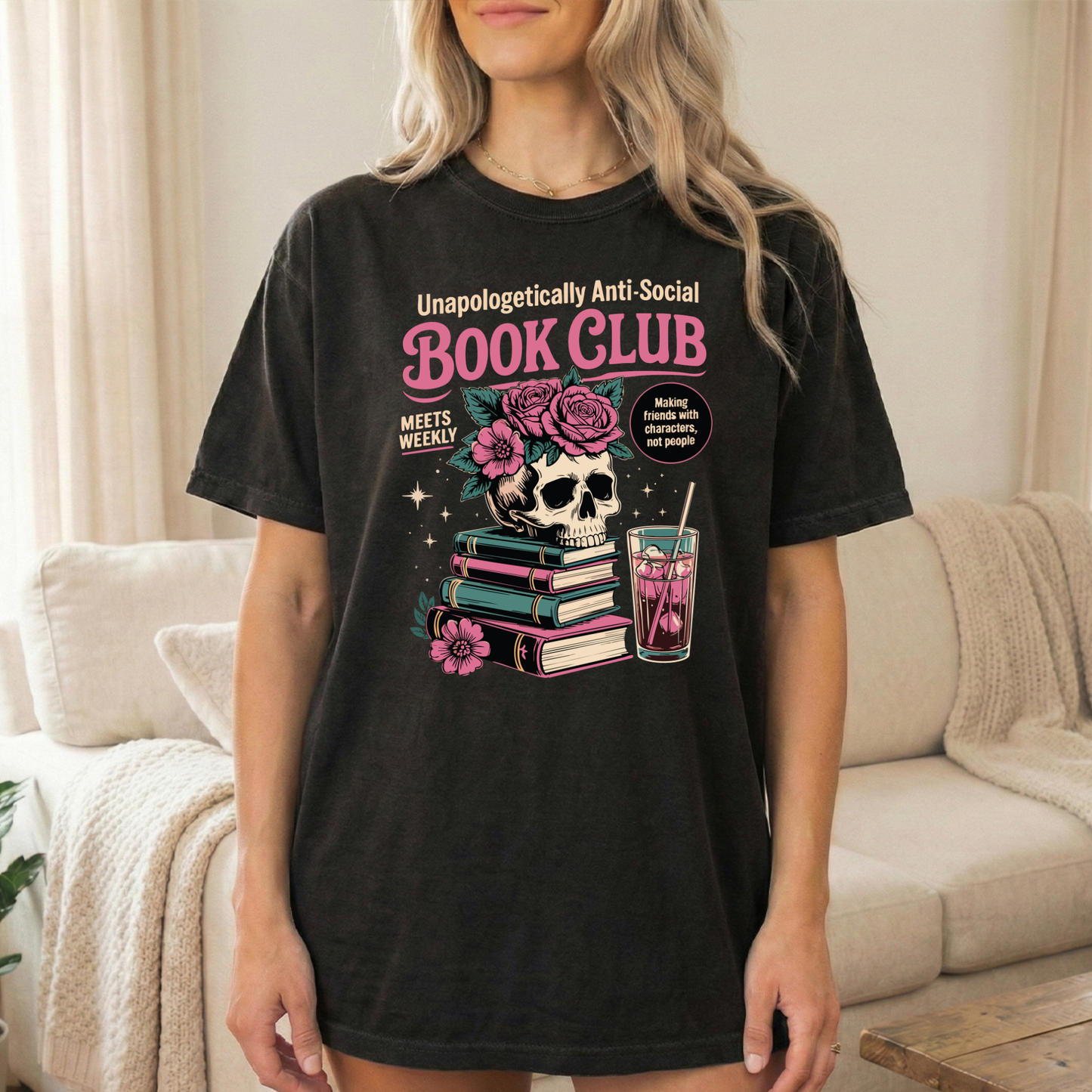 Unapologetically Anti-Social Book Club (pink)