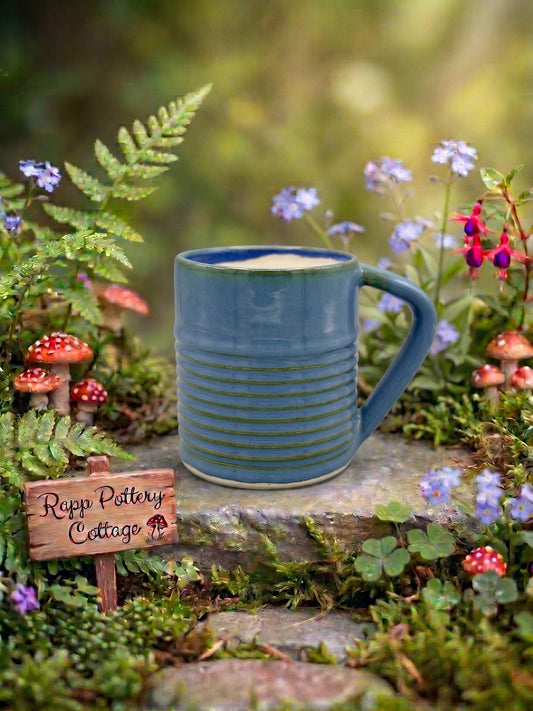 Handthrown Stoneware Mug w/ Homemade Blue Rutile Glaze
