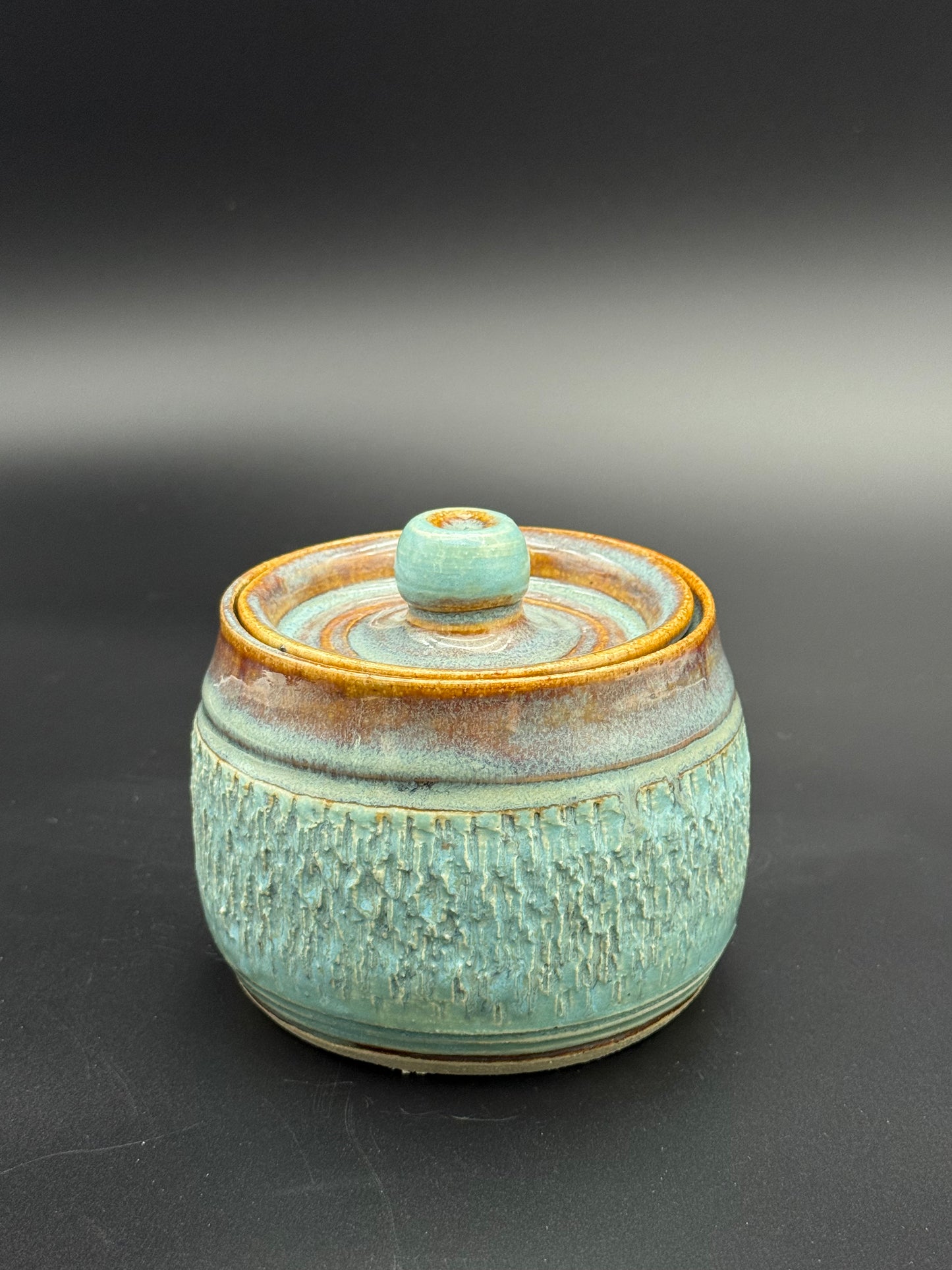 Blue Suede Textured Lidded Pot
