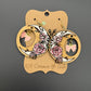 Crescent Moon and Flower Earrings w/ Bow Charm - Pink