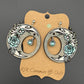 Crescent Moon and Flower Earrings w/ Dragon Claw Charm - Blue