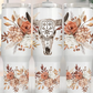 40 oz Peach Floral Cow Skull Tumbler