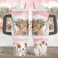 40 oz Pink Floral Highland Cow Tumbler