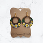 Floral Round Cutout Earrings - Yellow/White