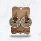 Sunflower Mandala Earrings w/ Leather Strap