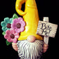 Garden Gnome- "Naughty Gnome" with Flowers and Sign