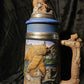 Handpainted Bear and Wolf Beer Stein with Real Fired on White Gold